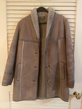 Classic Women's Shearling Leather Jacket in Taupe
